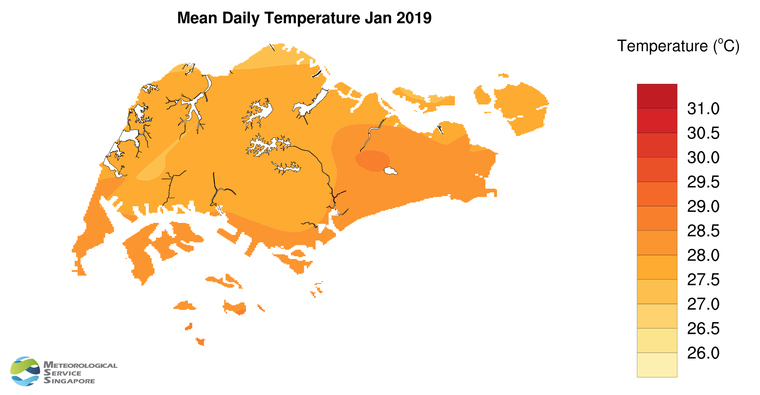 annual mean daily temperature