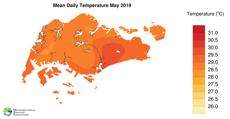 annual mean daily temperature