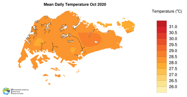 annual mean daily temperature