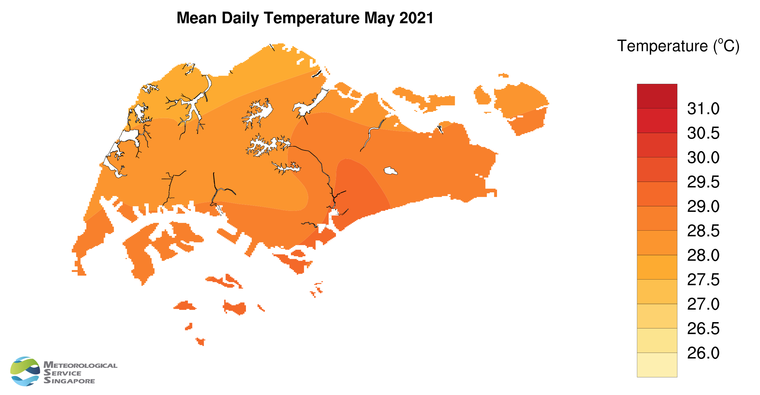 annual mean daily temperature
