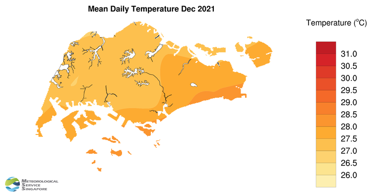 annual mean daily temperature