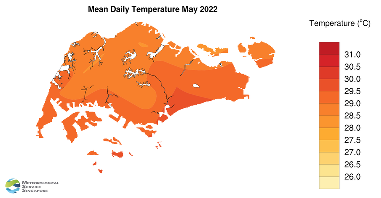 annual mean daily temperature