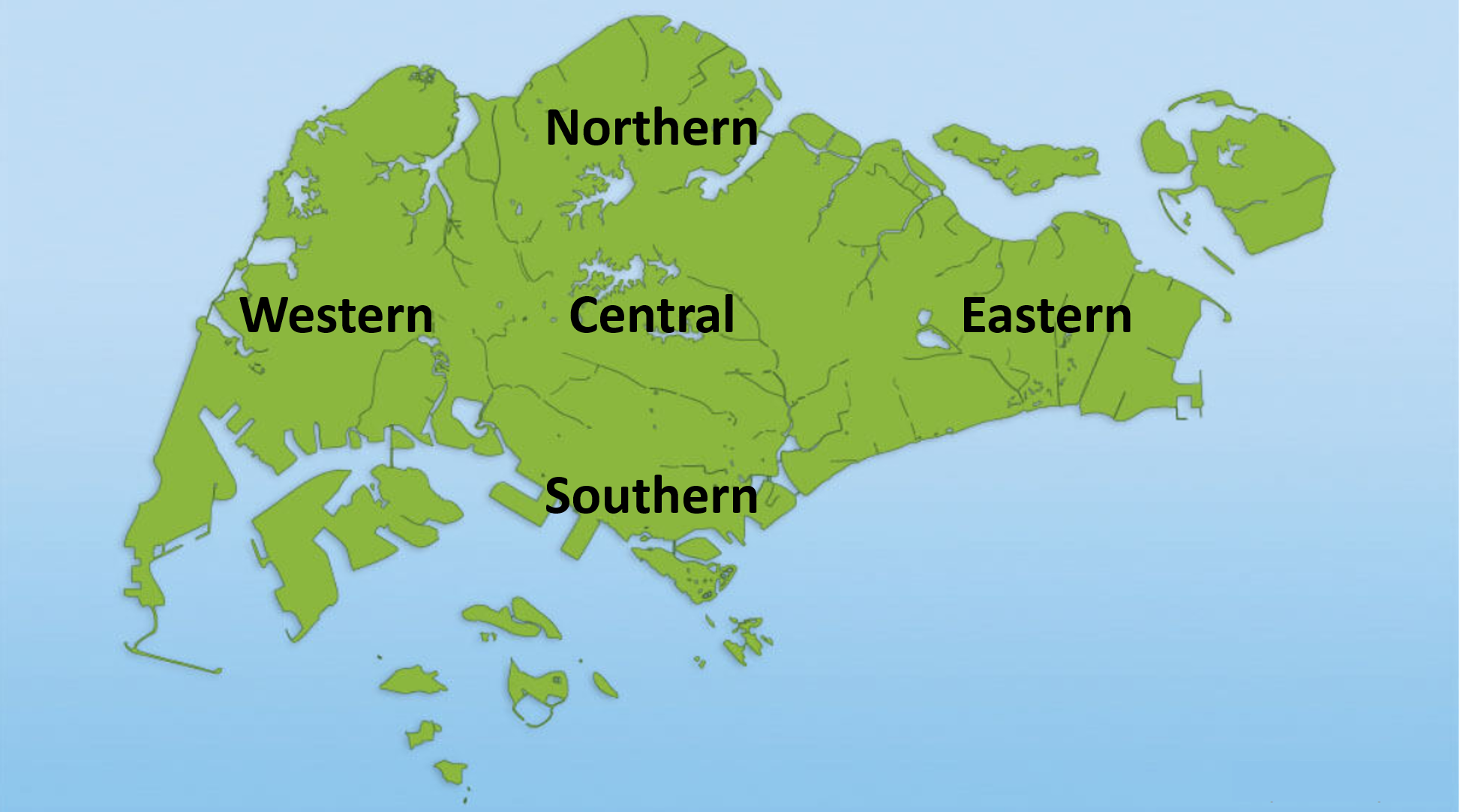 map showing forecast areas for Singapore