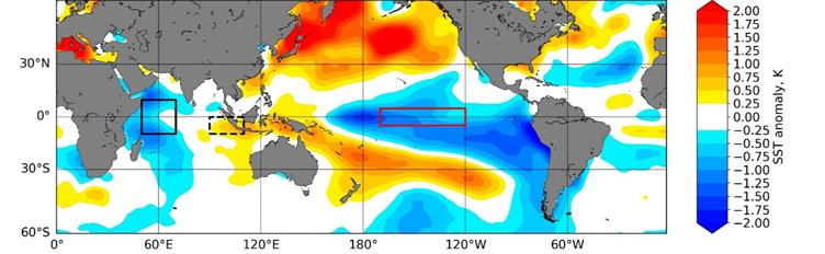 Sea surface temperature anomaly plot