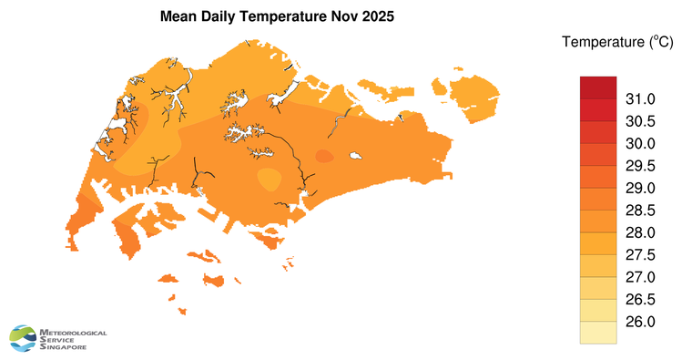 annual mean daily temperature