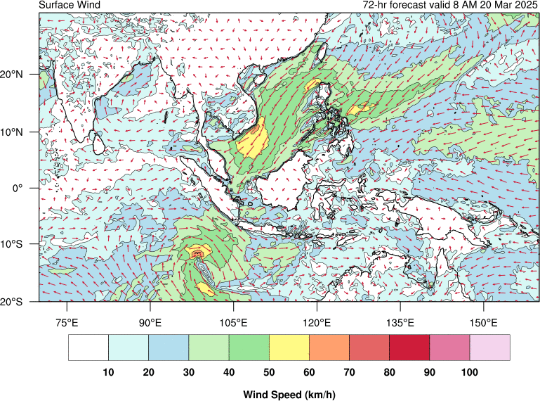 72 hour surface wind forecast