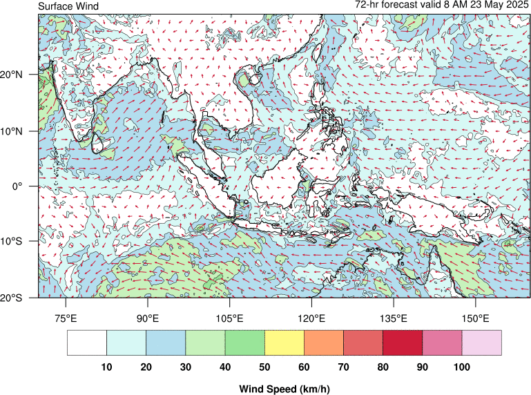 72 hour surface wind forecast