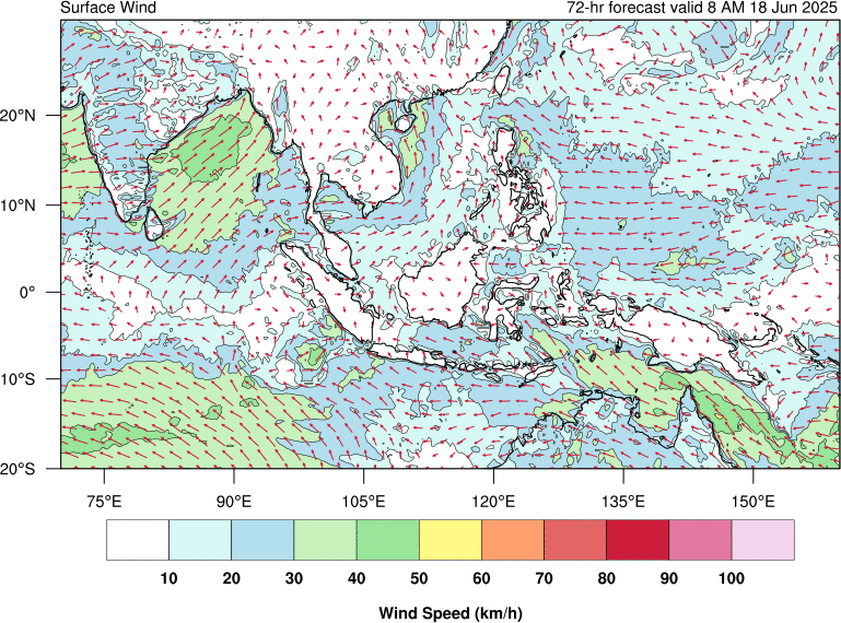 72 hour surface wind forecast