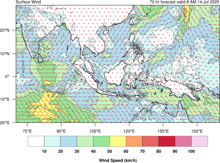 72 hour surface wind forecast