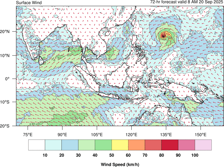 72 hour surface wind forecast