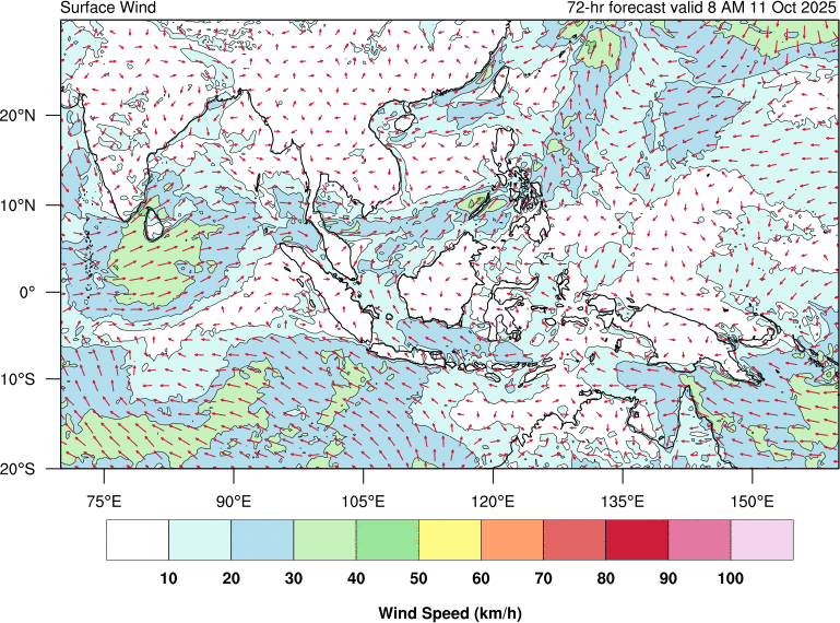 72 hour surface wind forecast