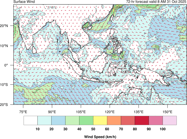 72 hour surface wind forecast