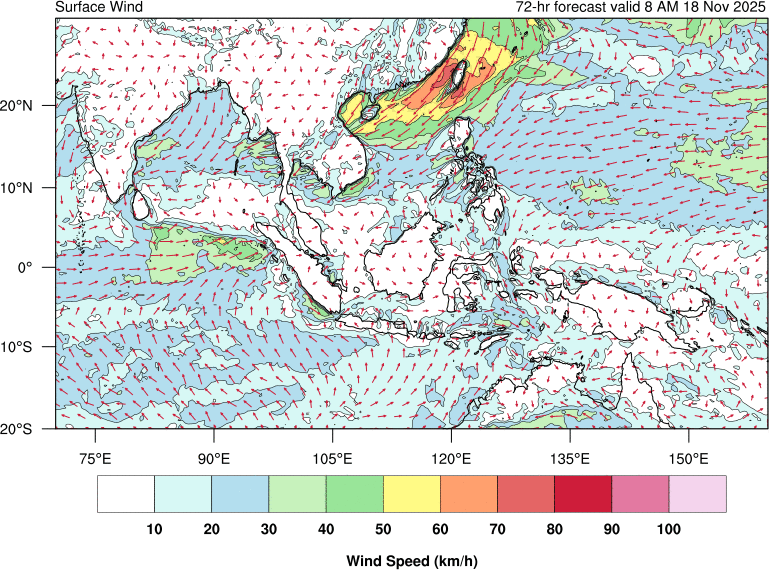 72 hour surface wind forecast