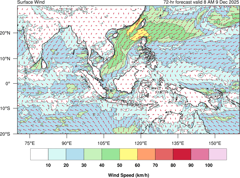 72 hour surface wind forecast