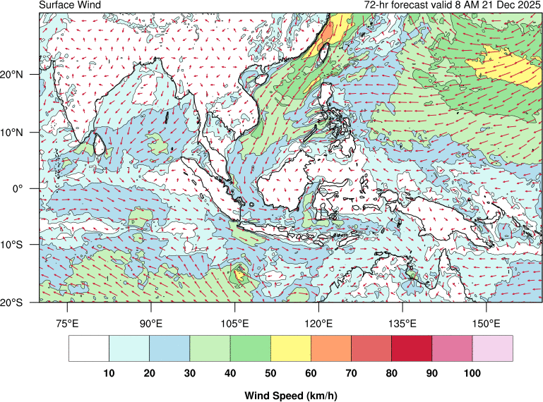 72 hour surface wind forecast