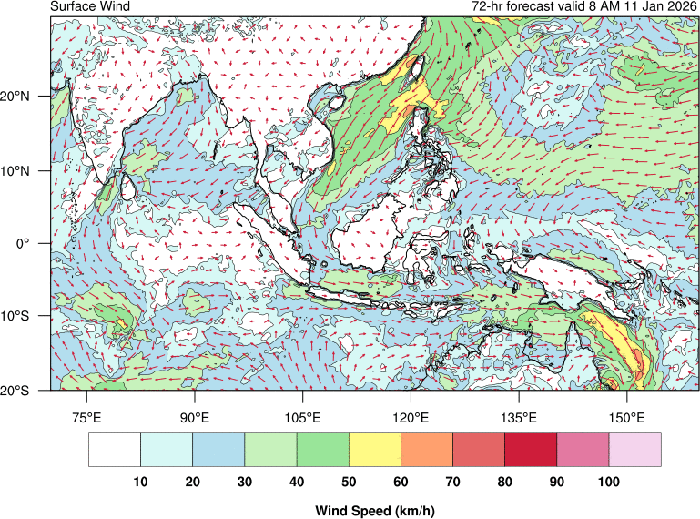 72 hour surface wind forecast