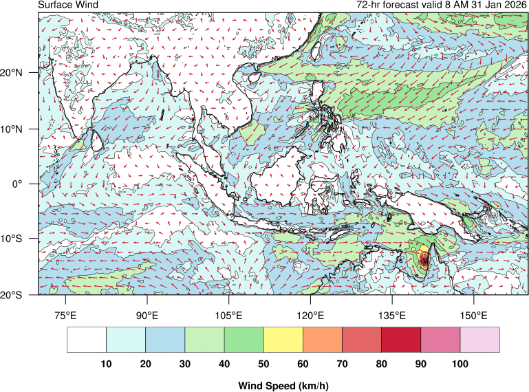 72 hour surface wind forecast