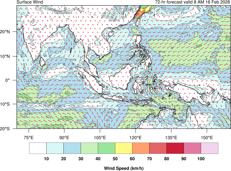 72 hour surface wind forecast