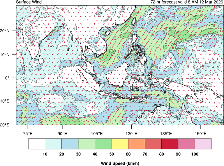 72 hour surface wind forecast