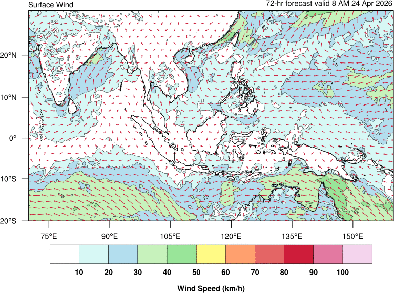 72 hour surface wind forecast