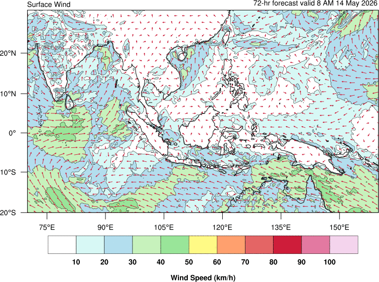 72 hour surface wind forecast