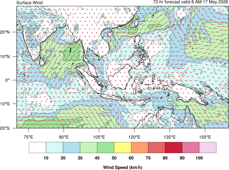 72 hour surface wind forecast