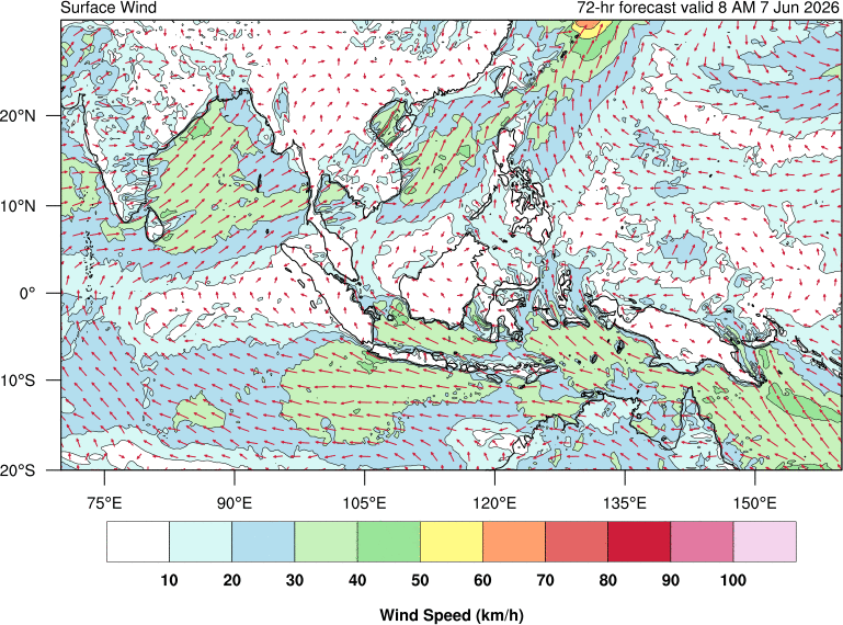 72 hour surface wind forecast