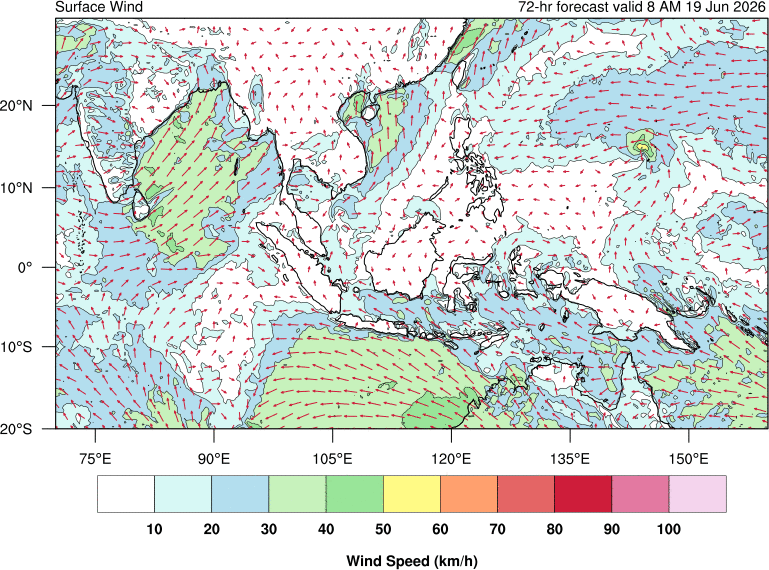 72 hour surface wind forecast