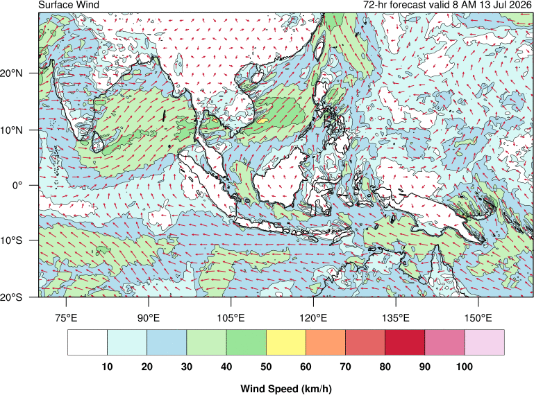 72 hour surface wind forecast