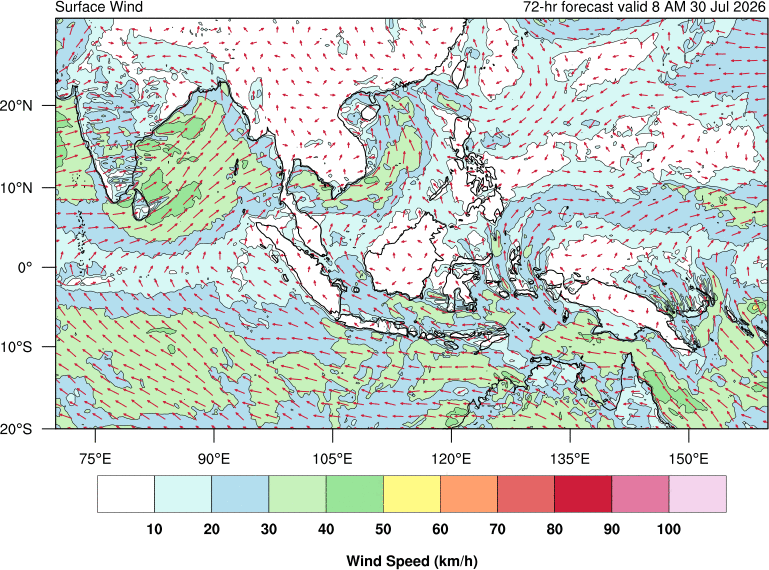 72 hour surface wind forecast