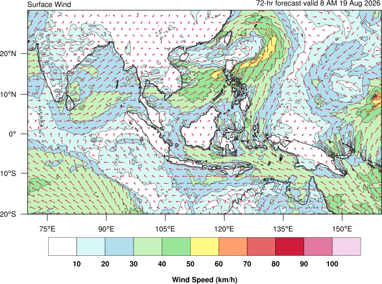 72 hour surface wind forecast