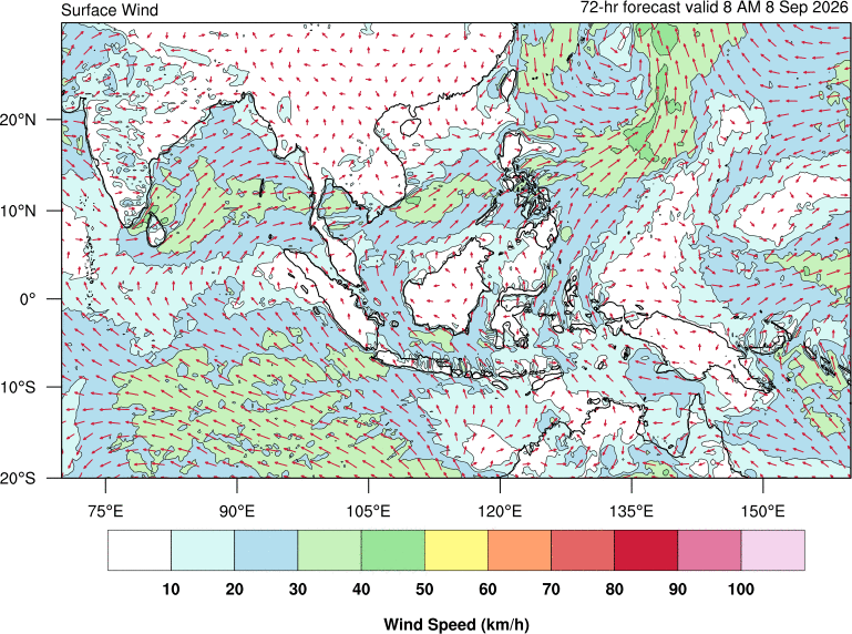 72 hour surface wind forecast