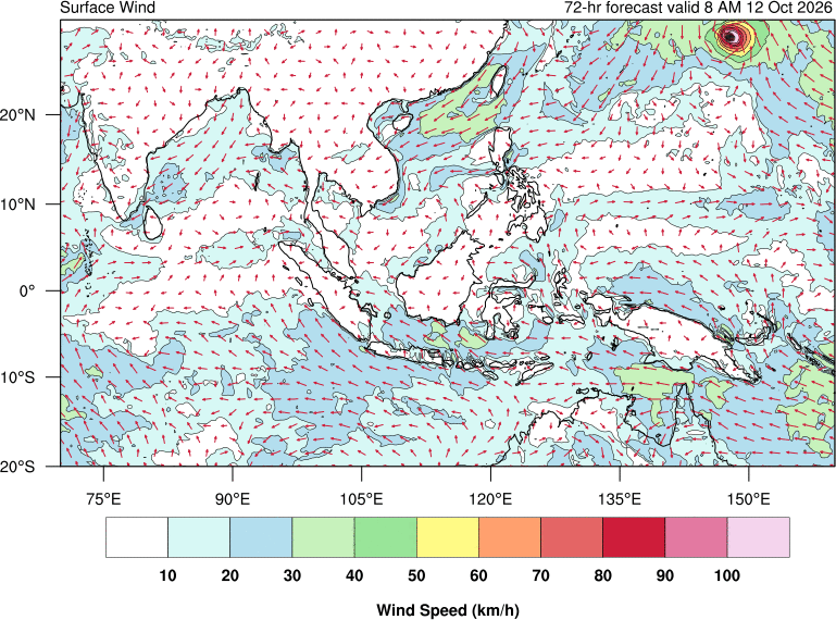 72 hour surface wind forecast