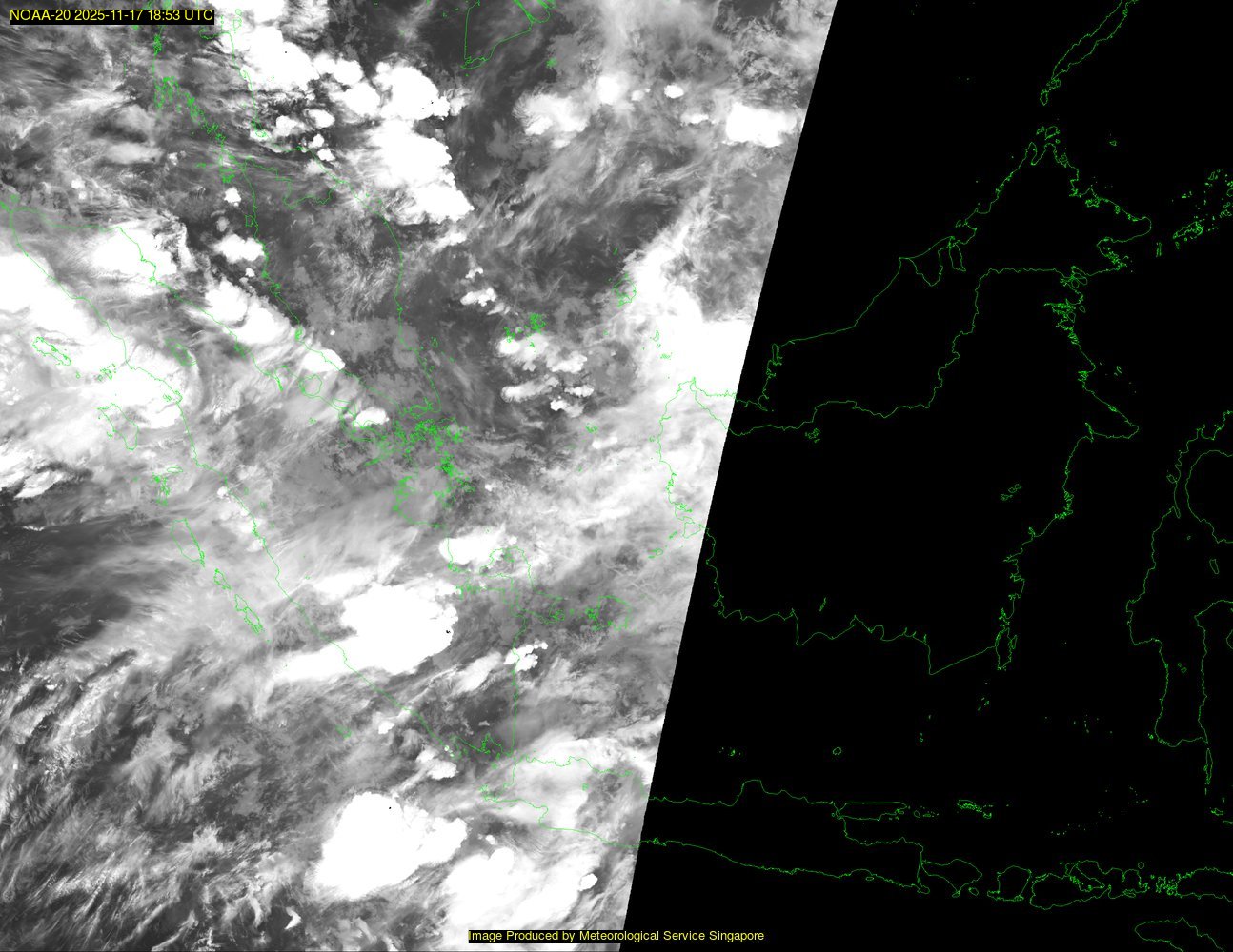 NOAA satellite image over southeast Asia