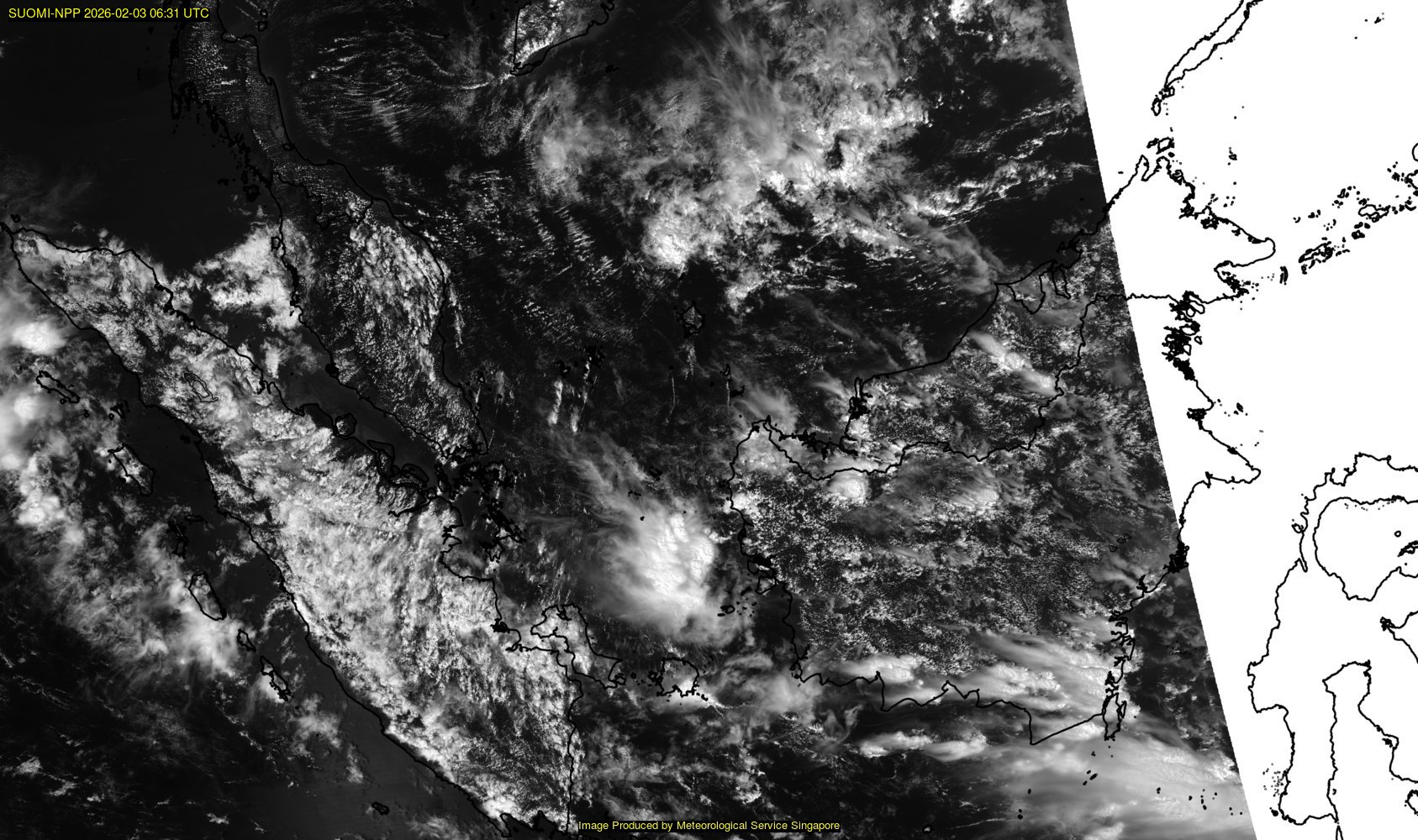 NOAA satellite image over southeast Asia