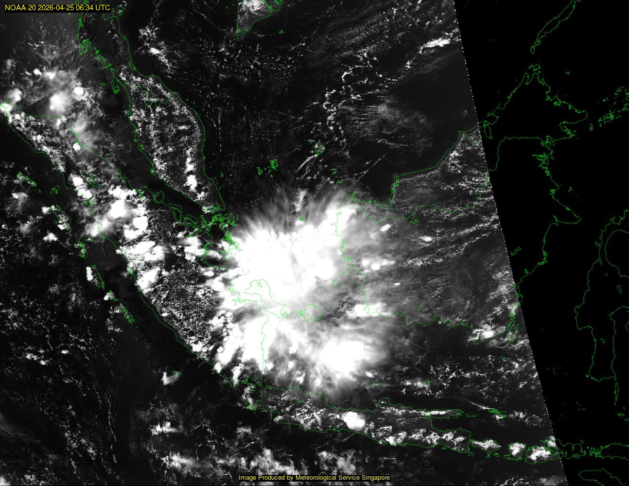 NOAA satellite image over southeast Asia