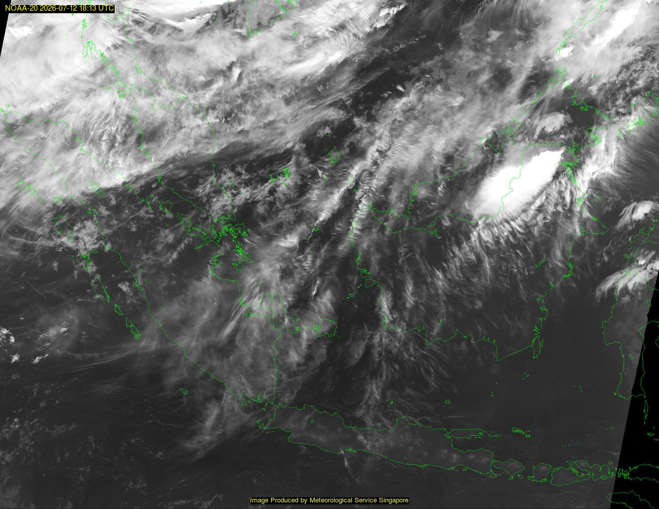 NOAA satellite image over southeast Asia