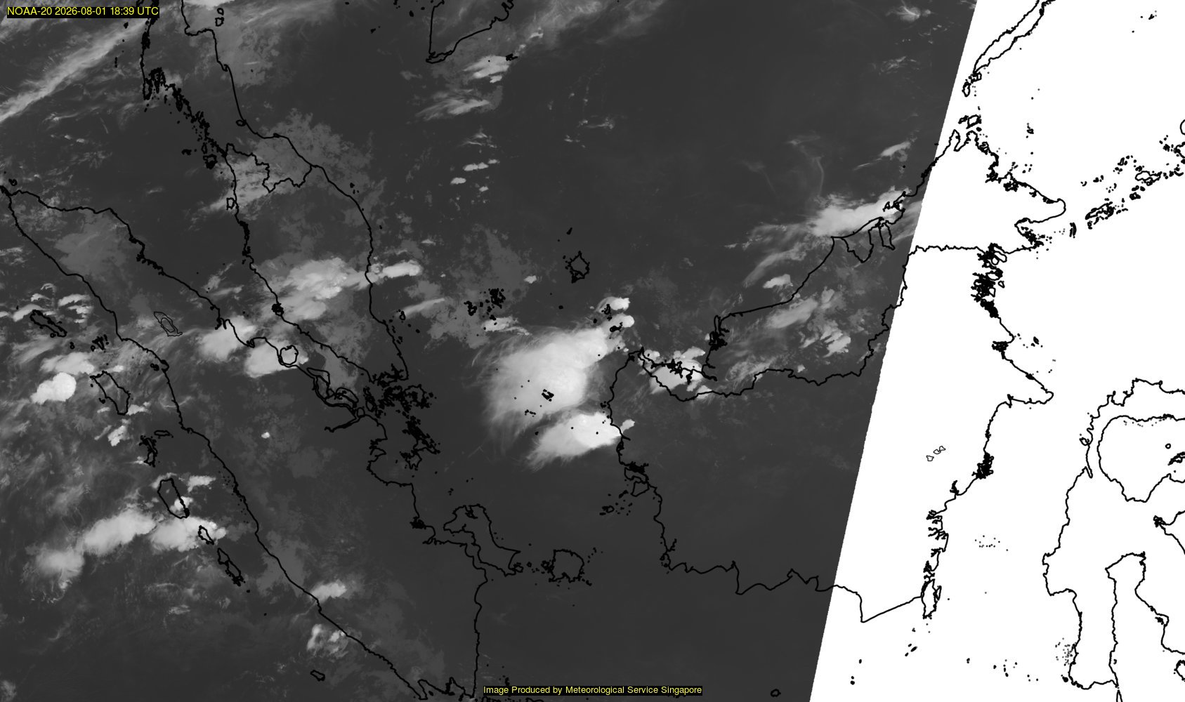 NOAA satellite image over southeast Asia