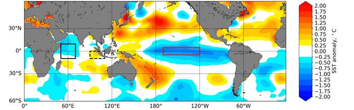 Sea surface temperature anomaly plot