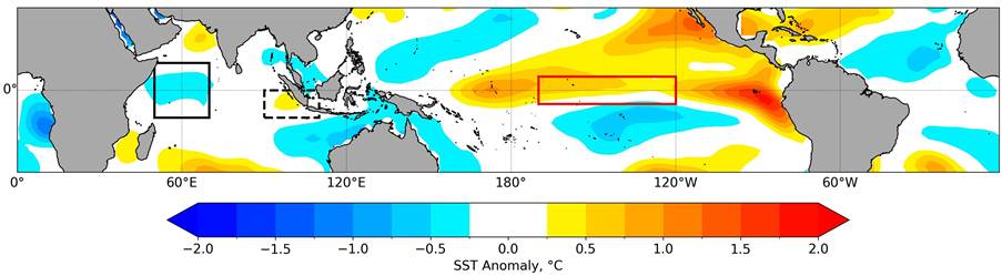 Sea surface temperature anomaly plot
