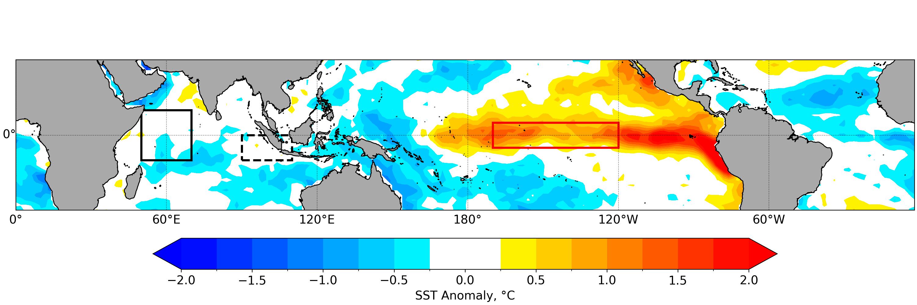 Sea surface temperature anomaly plot