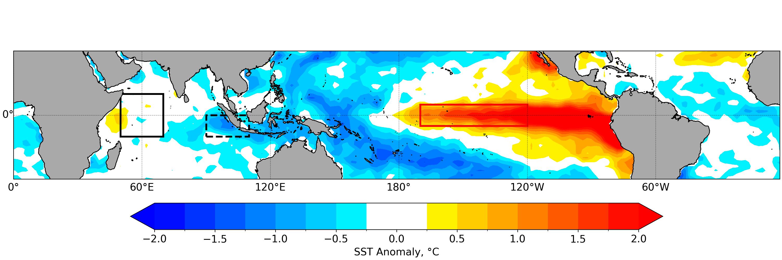 Sea surface temperature anomaly plot